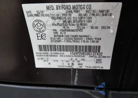 2013 Ford Taurus Sel из США, поврежденный, VIN 1FAHP2H85DG127432